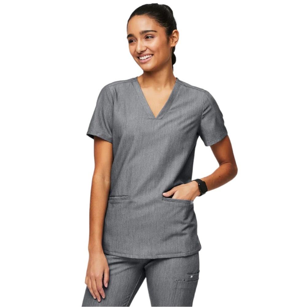 FIGS Technical Collection Casma Three-Pocket Scrub Top Graphite Women’s Size XL